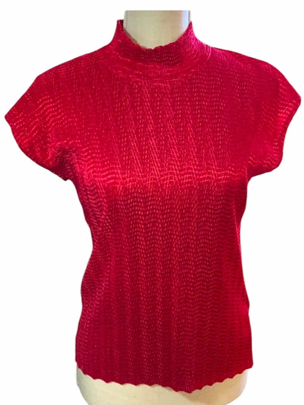 TanJay Red Textured Short Sleeve Blouse/Top